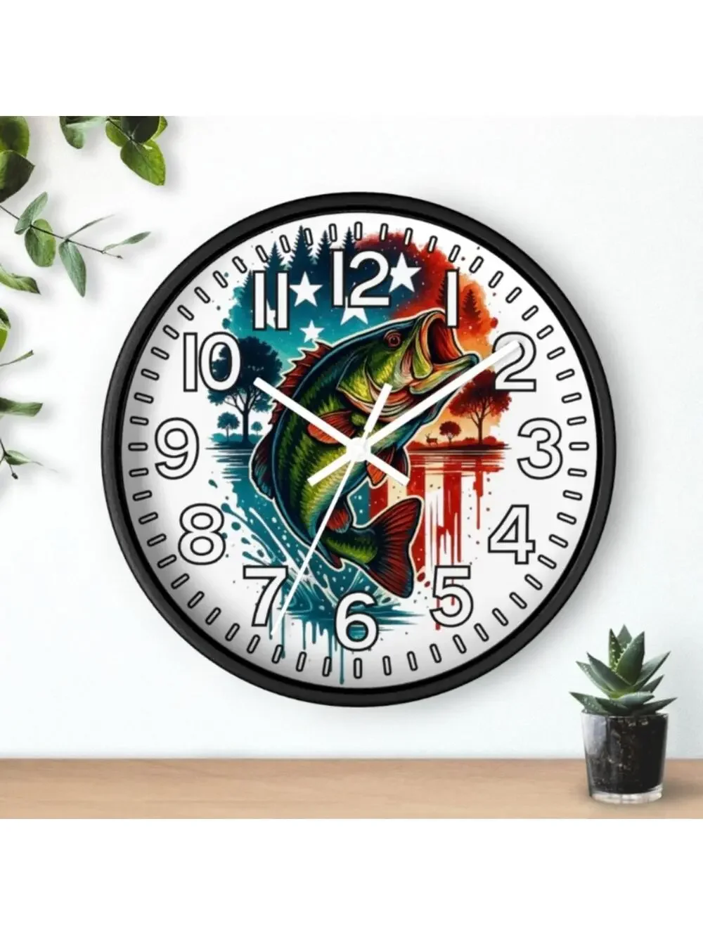 Wishing I Was Fishing Country Glow In The Dark Wall Clock New